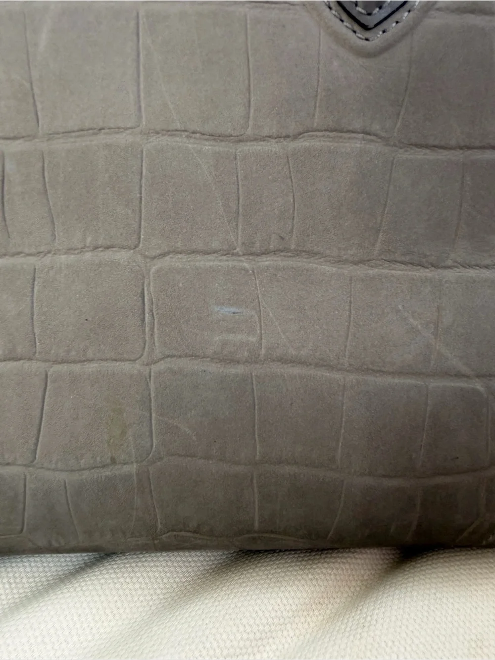 Celine Nubuck Gray Croc-Embossed Phantom Luggage